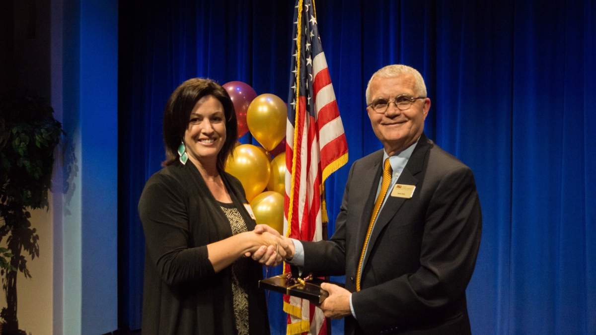 EAC president Mark Bryce and ASU vice provost Maria Hesse