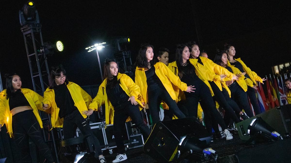 AZNA ASU students perform onstage at International Night 2019