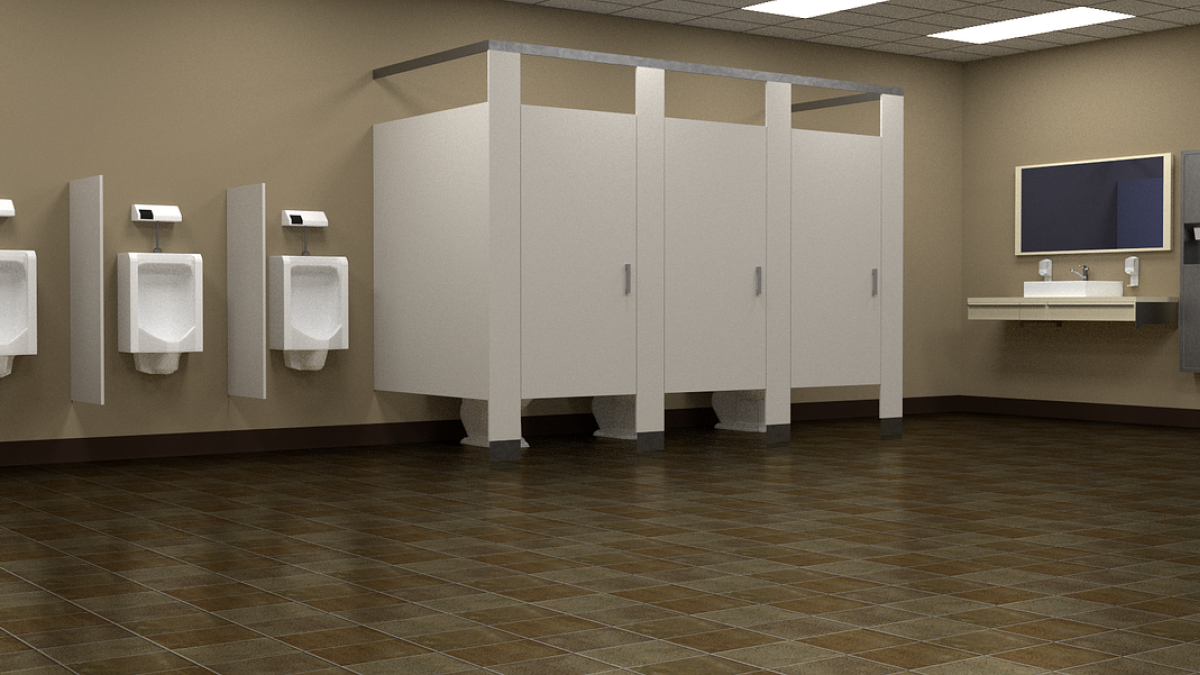 digital rendering of a public restroom