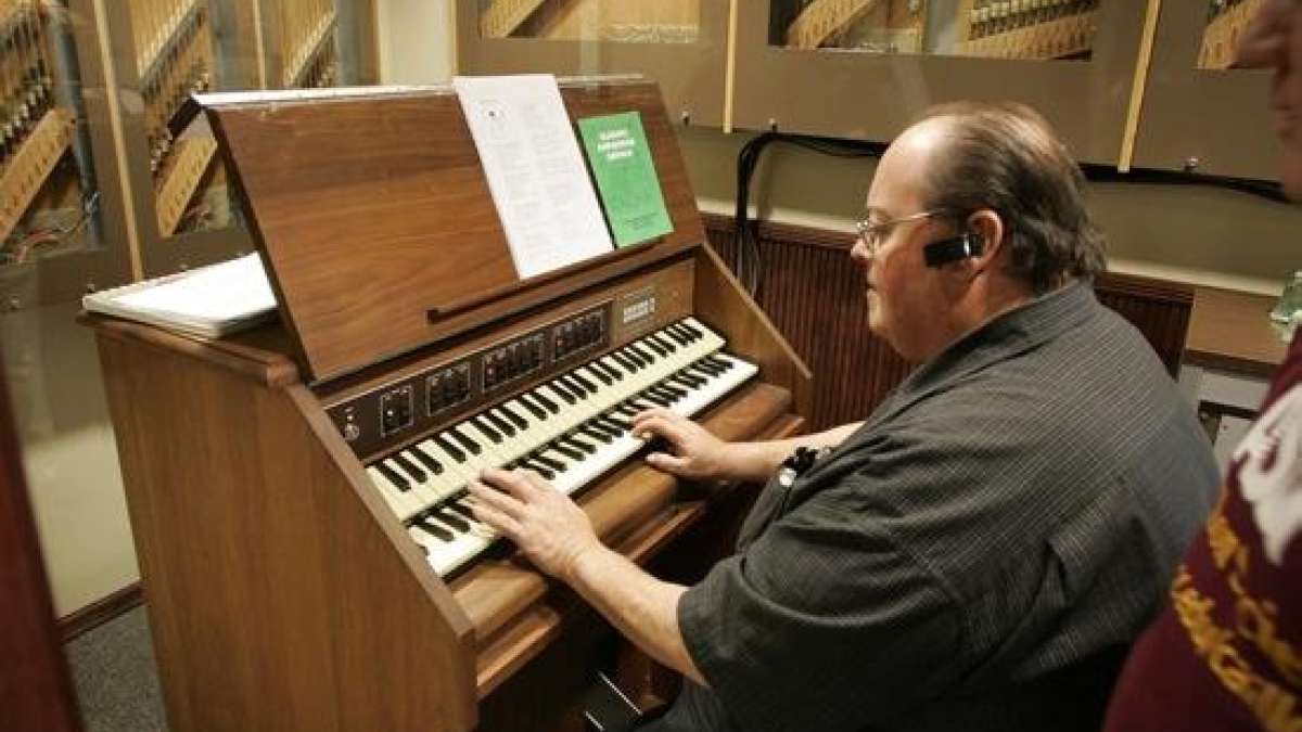 man playing carillon