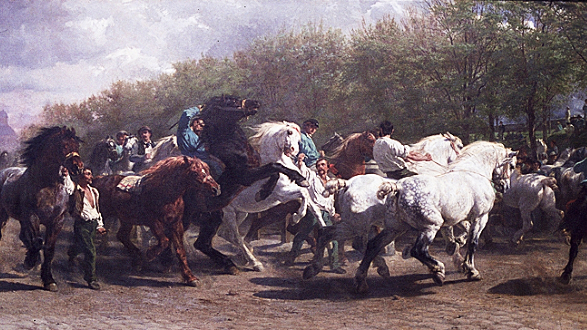Photo of Bonheur&#039;s painting, &quot;The Horse Fair.&quot;