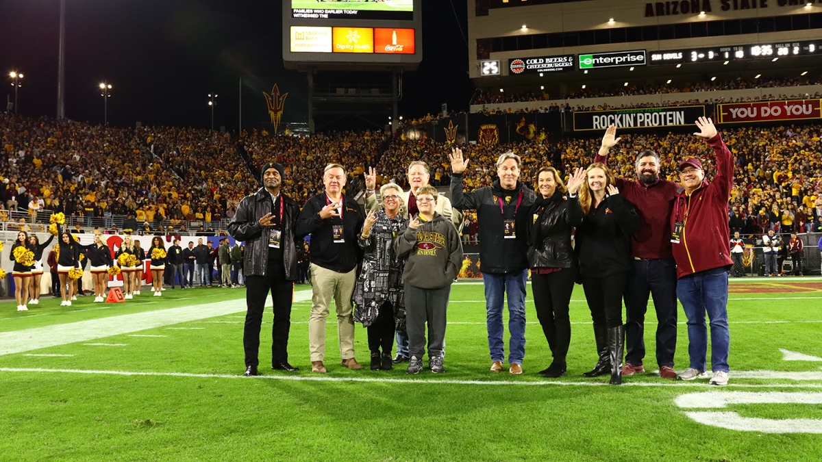 Family members of the Butterfield, Kent and Furst family are recognized at Sun Devil Stadium
