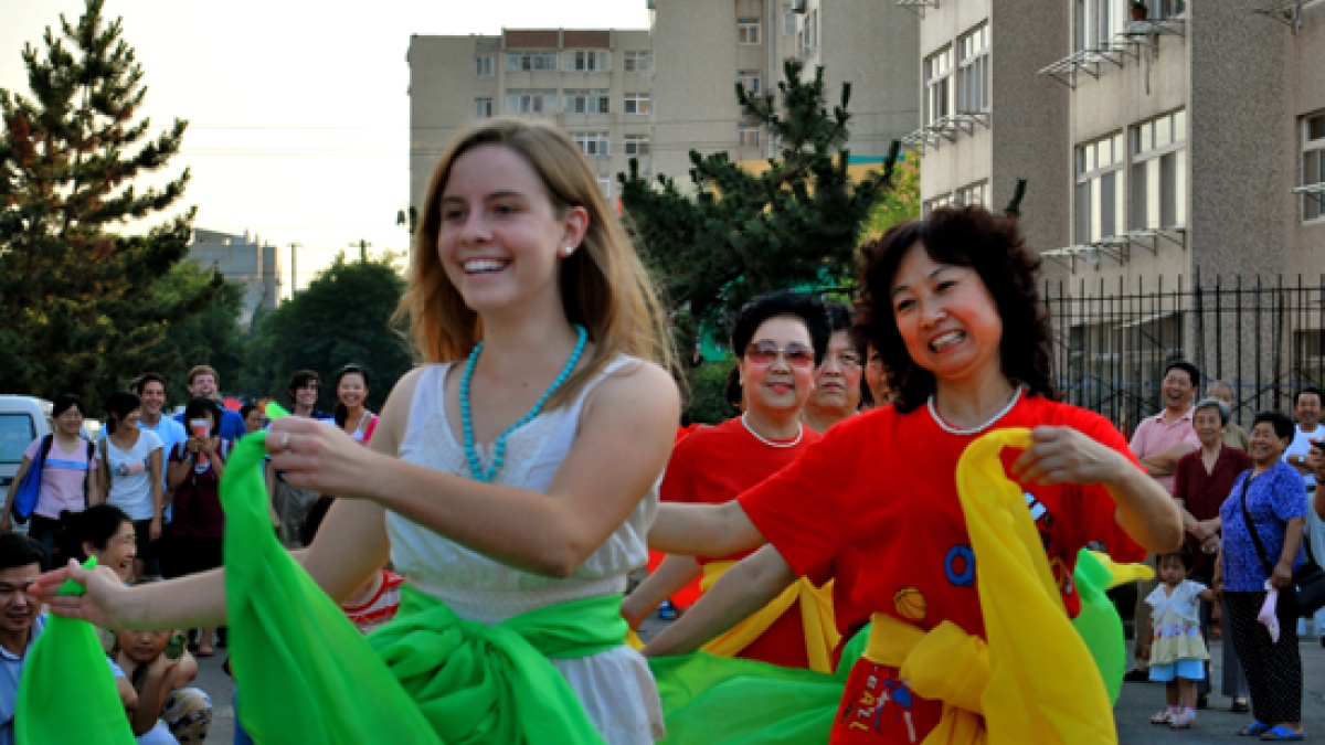 ASU student dancing in China
