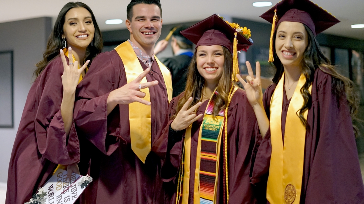Watts College graduates celebrate their achievement at the college's fall 2019 convocation in downtown Phoenix.