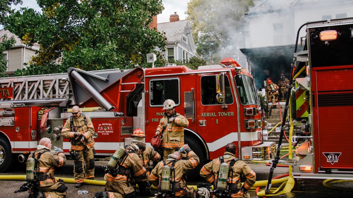 First responders, scene, fire engine, firefighters, paramedics, Unsplash