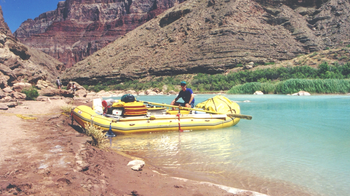 ASU professor Dave White rafting the Colorado River as a graduate student