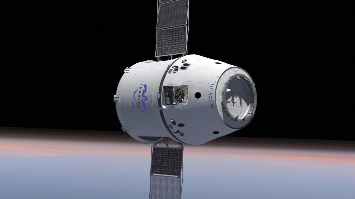 Artist&#039;s conception of the Dragon capsule under development by Space X