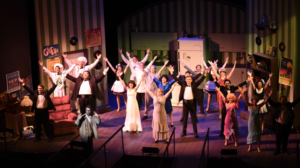 The cast of ASU Lyric Opera Theatre's production of "The Drowsy Chaperone," on stage.
