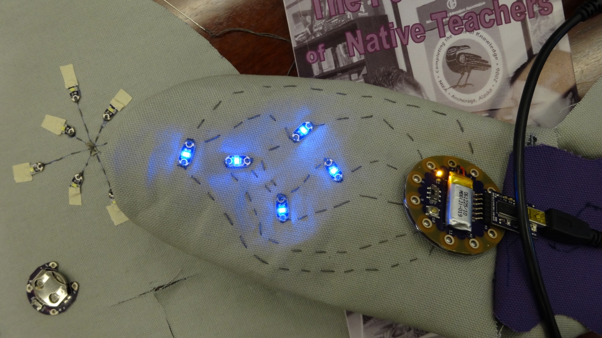 clothing with LED lights sewn into it