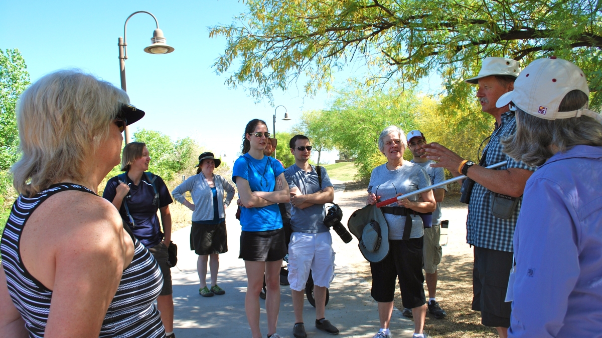 Hikers learn about insects and butterflies during the event.