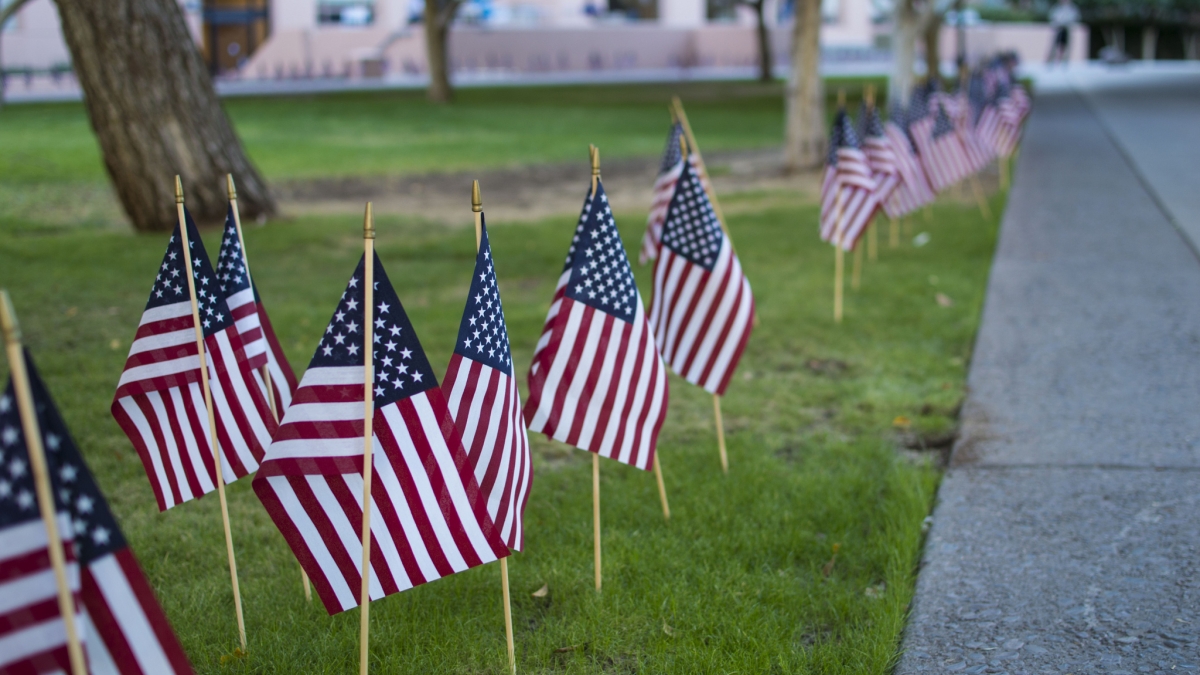 American flags planted on ASU Tempe campus