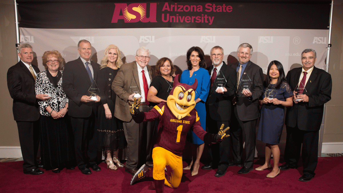 Founders Day honorees with Sparky