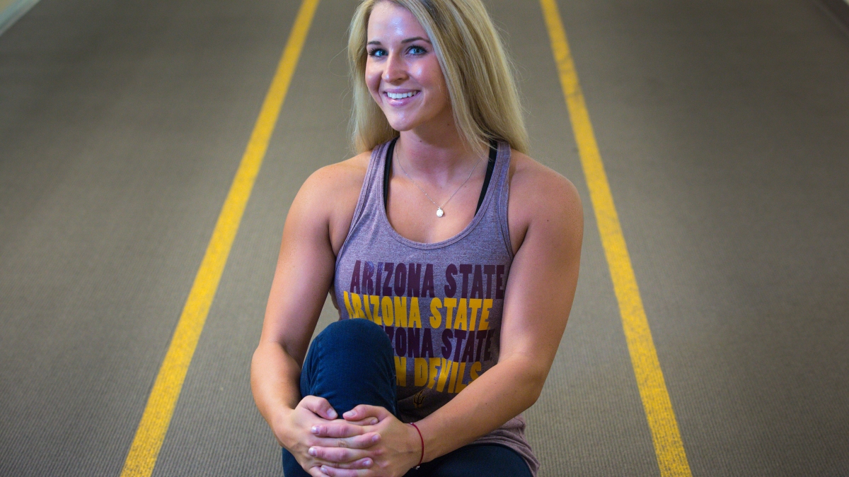Savannah Cunningham at ASU fitness center