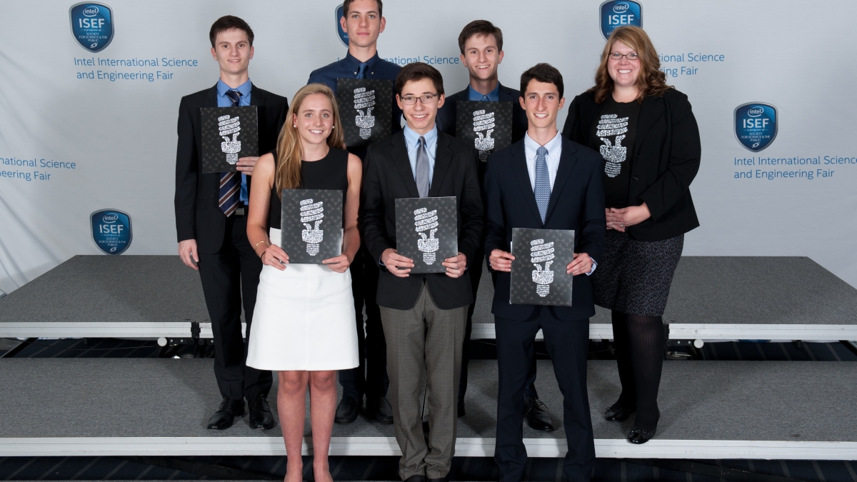 high school students in professional dress at awards ceremony at ISEF