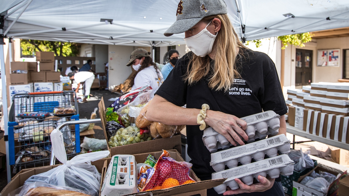 Megan Jehn at a Guadalupe food drive in August 2020