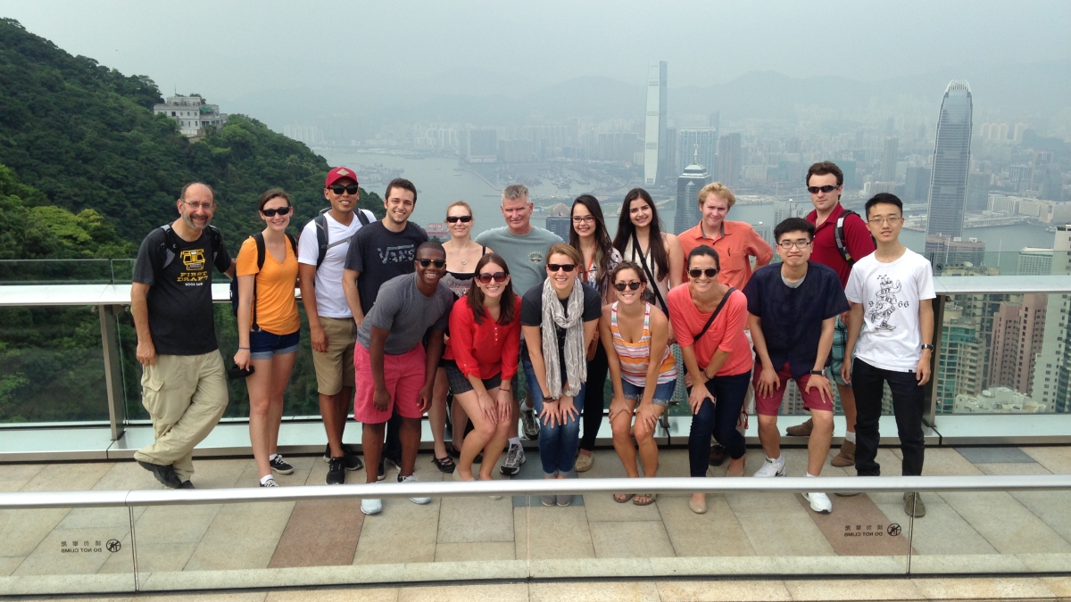group of ASU students posing in Hong Kong