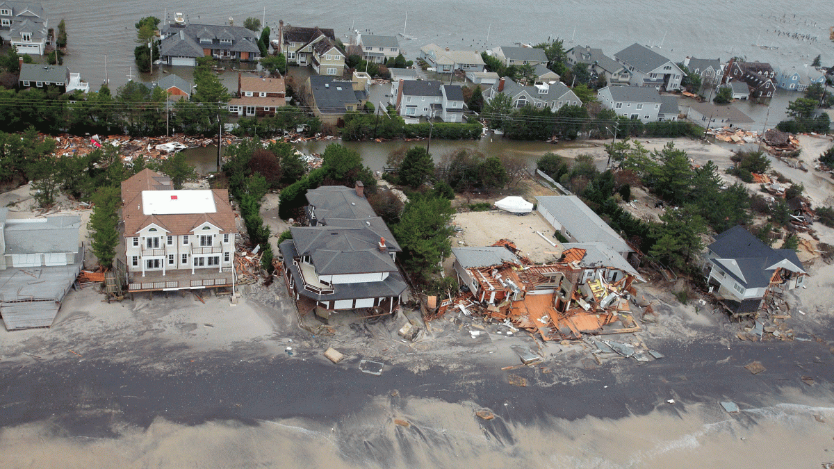 Damage to waterfront homes from Hurricane Sandy