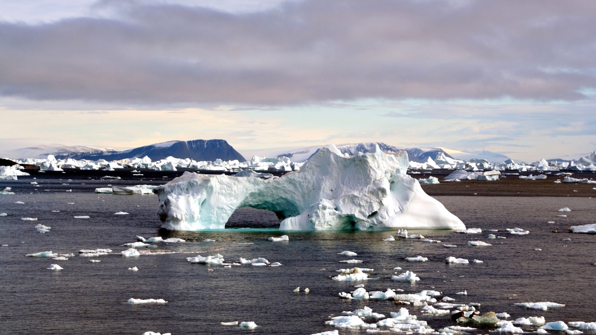 A photograph of a melting iceberg