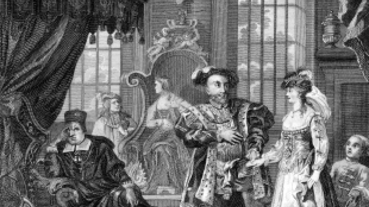 Engraving: King Henry VIII Brings Anne Boleyn to Cardinal Wolsey
