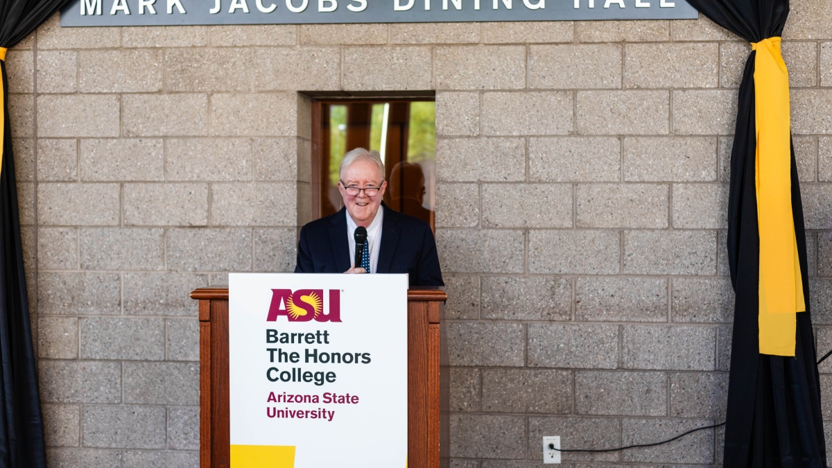 Photo of Mark Jacobs in Mark Jacobs Dining Hall.