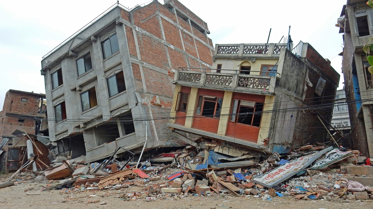 Building damage in Kathmandu from the 2015 Nepal earthquake