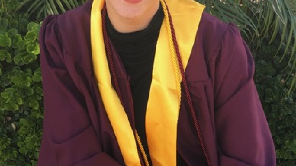 Picture of Kayla Craig in ASU cap and gown.