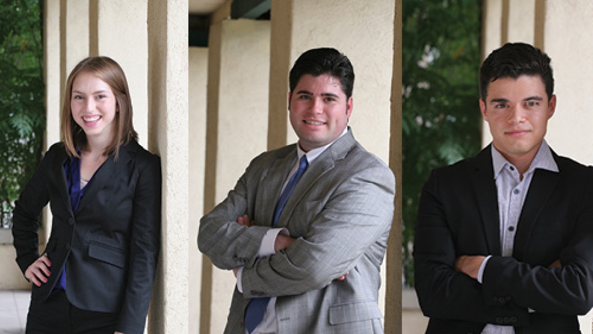 portrait of three ASU students