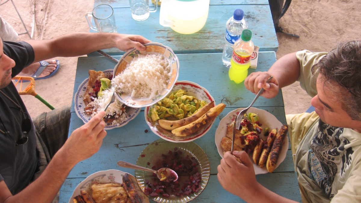 people eating local food in Peru