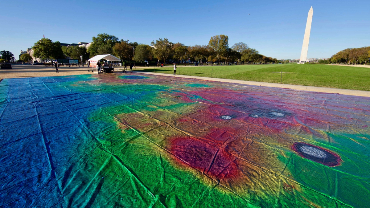 A giant map of Mars on the National Mall in Washington, D.C.