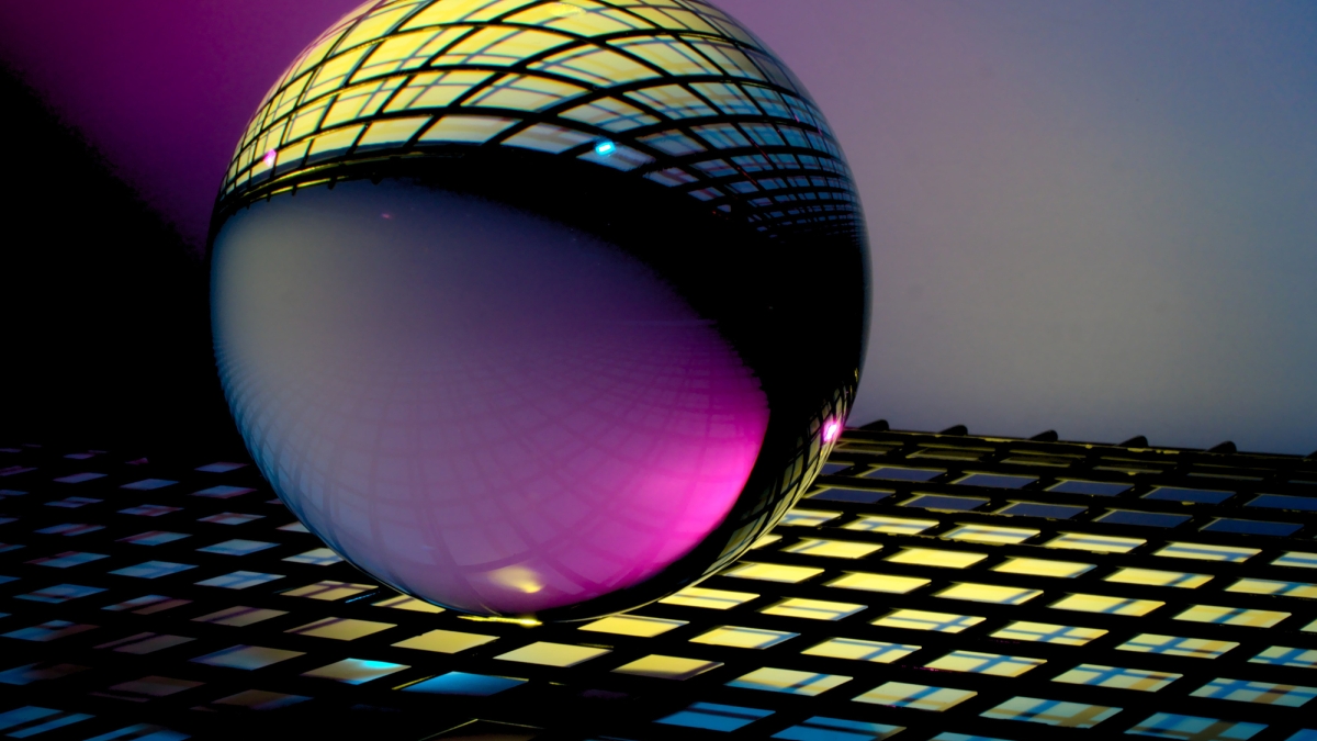 computer illustration of a reflective sphere
