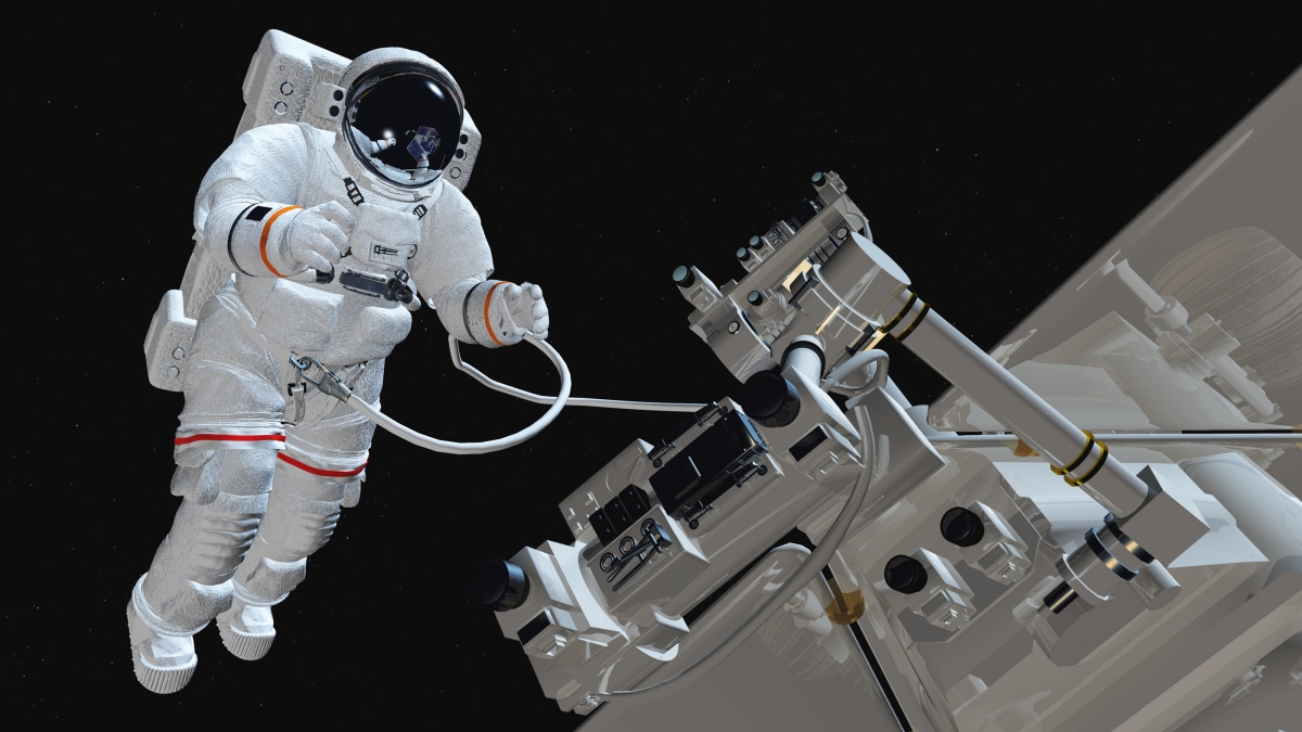 A NASA image of a spacewalk