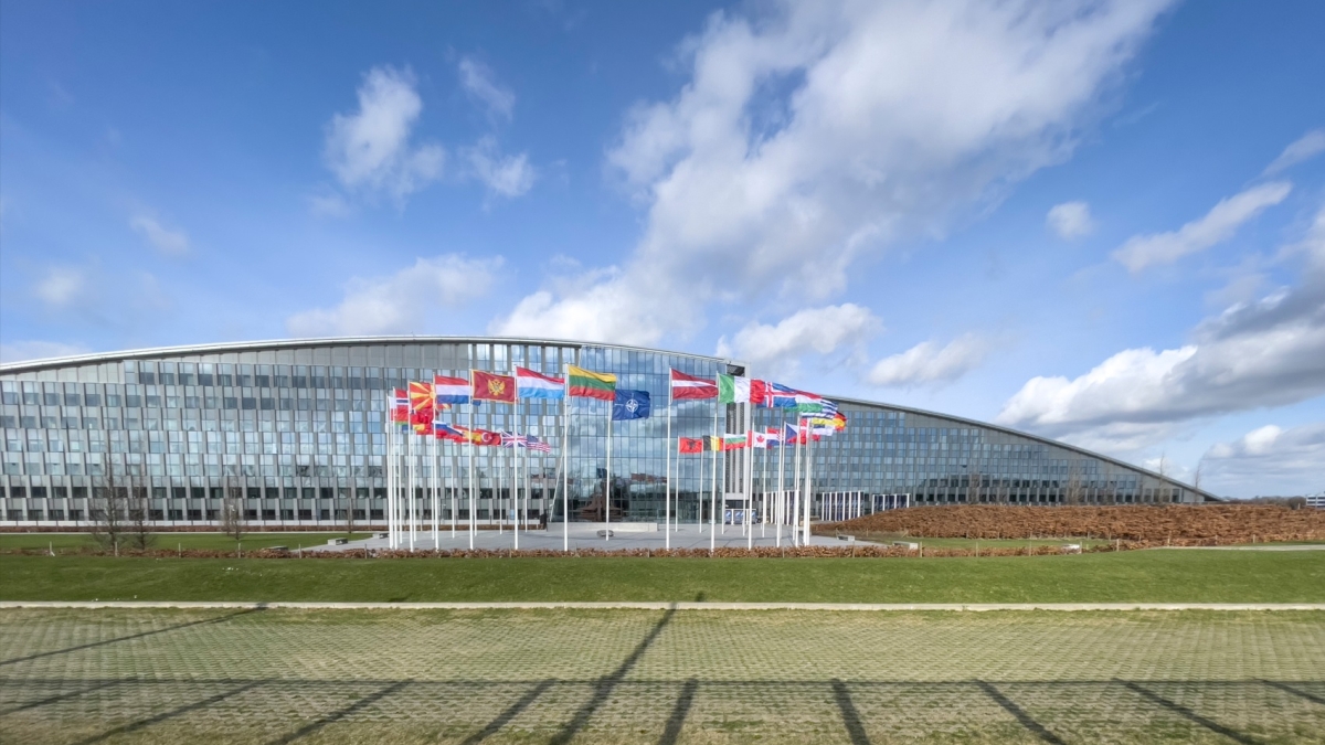Exterior of NATO headquarters in Brussels, Belgium.