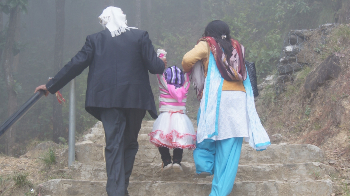 A Nepali family takes an afternoon walk.