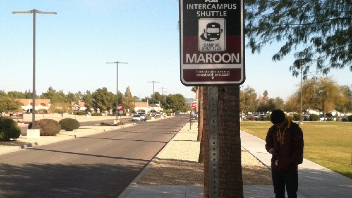 Picture of the new shuttle stop sign