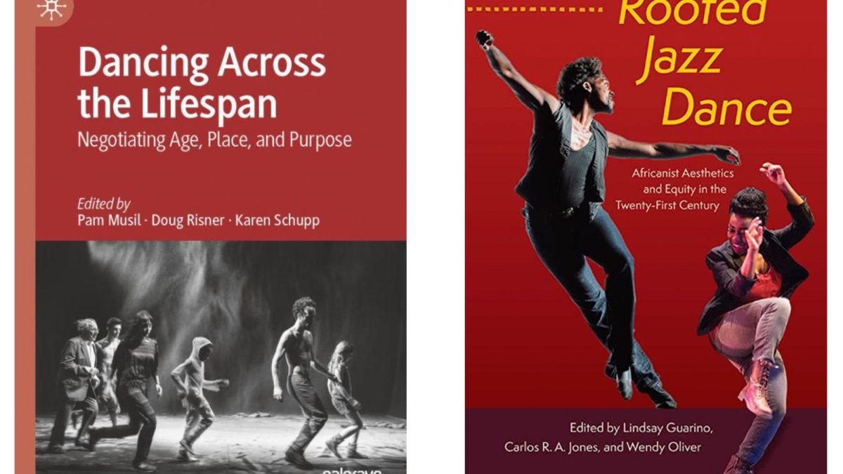 Cover of "Dancing Across the Lifespan" and "Rooted Jazz Dance" books.