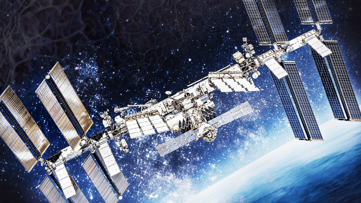The International Space Station in space.