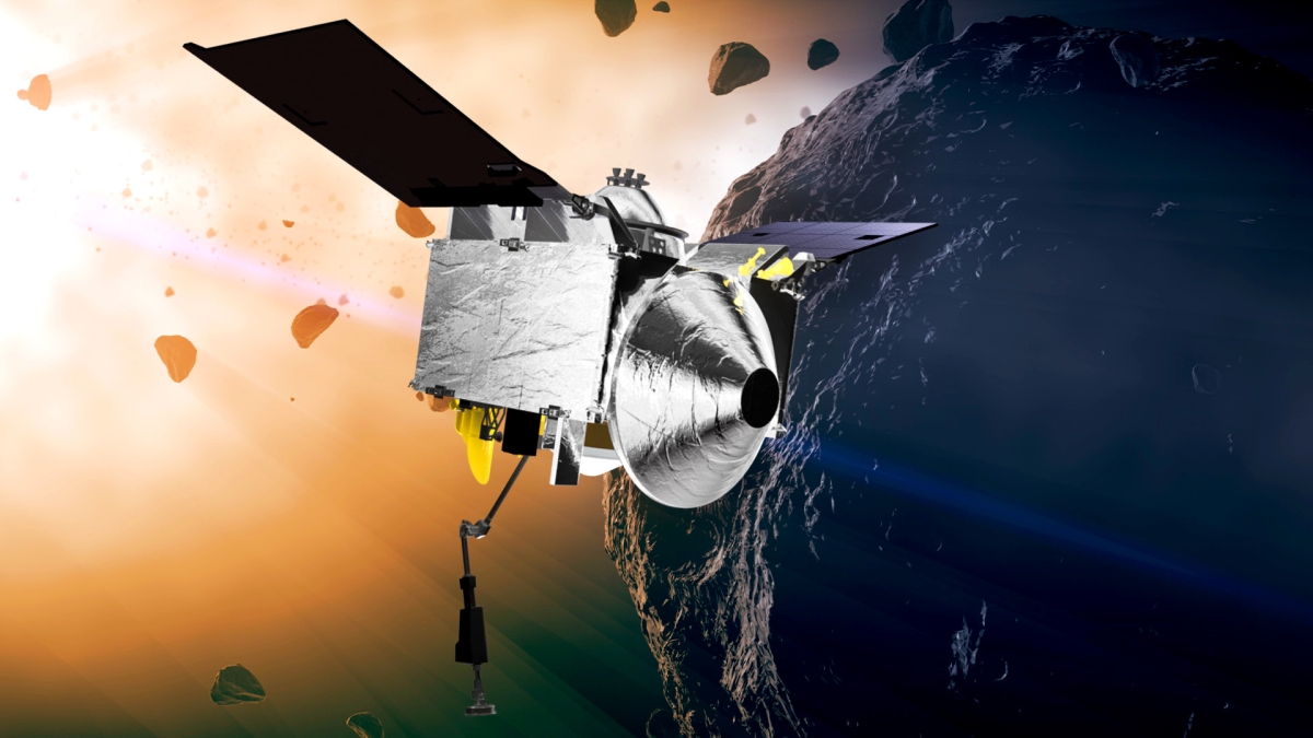 Artist rendering of OSIRIS-REx approaching the Bennu asteroid