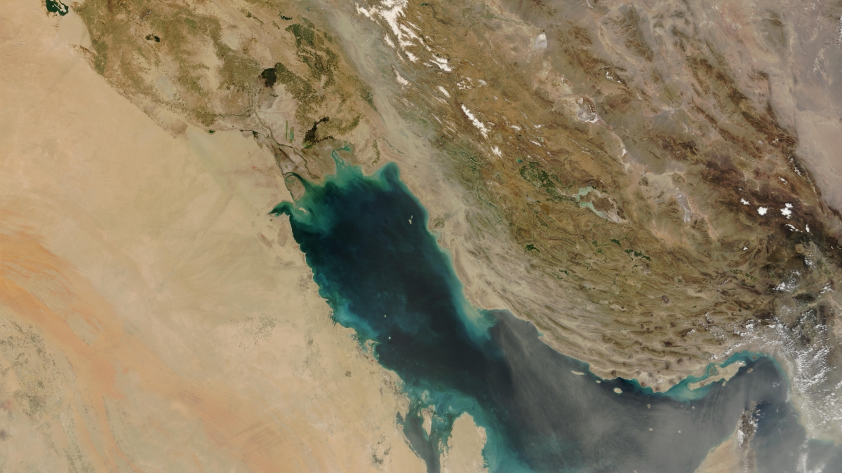 A satellite image of the Persian Gulf Region