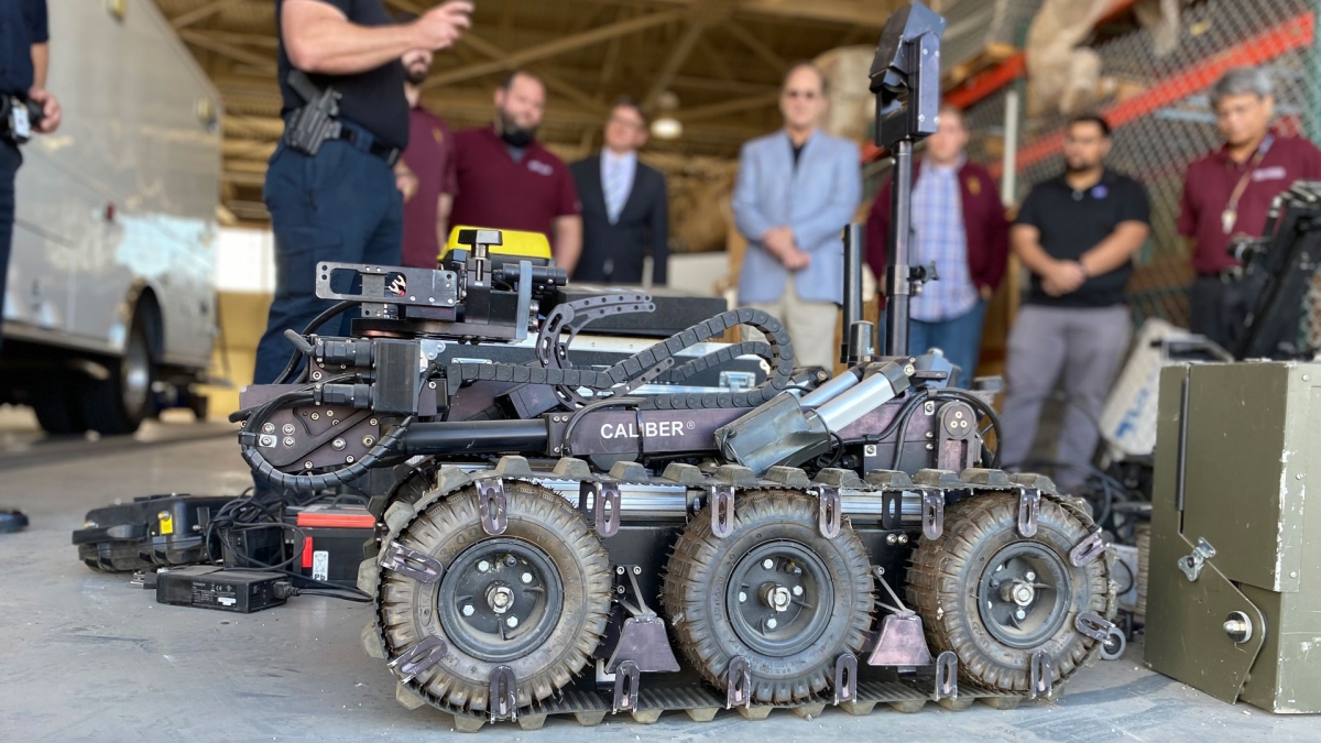 A retired bomb squad robot from the Phoenix Police Department.
