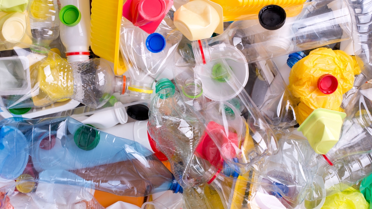 An assortment of plastic items in a pile.