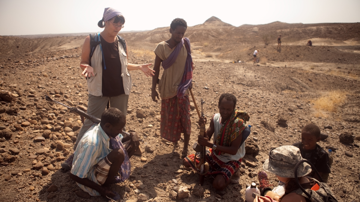SHESC director Kaye Reed at an archeological site in Hadar, Ethiopia