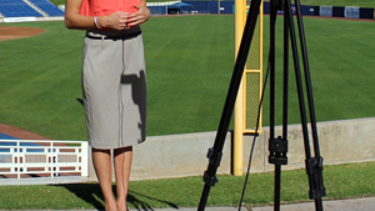 woman standing in front of camera