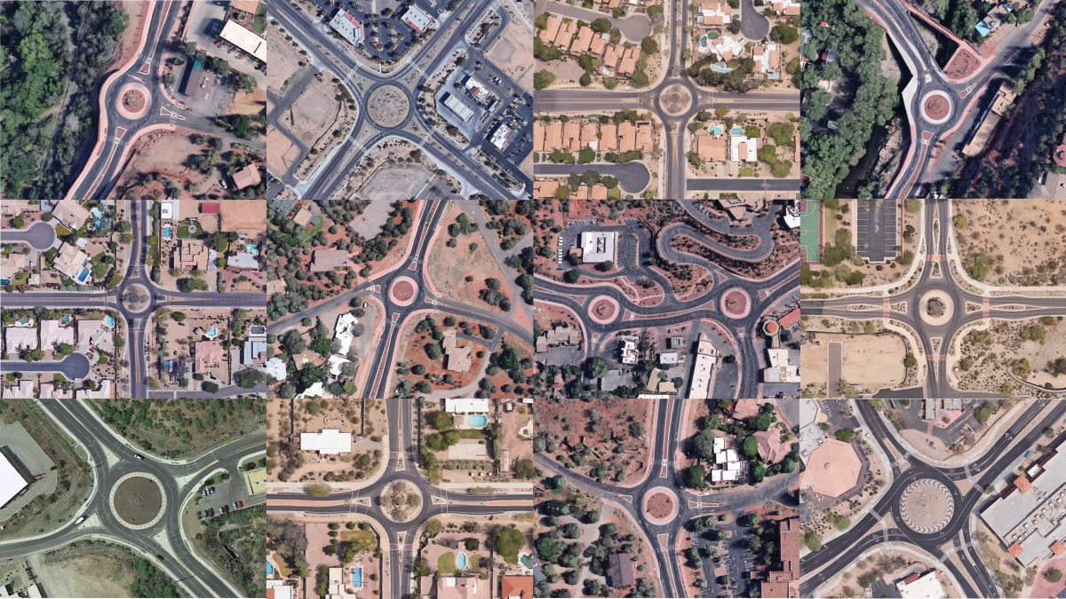 Satellite images of roundabouts in Arizona