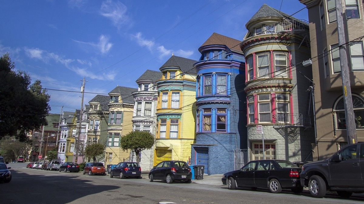 Colorful houses on a street in San Francisco