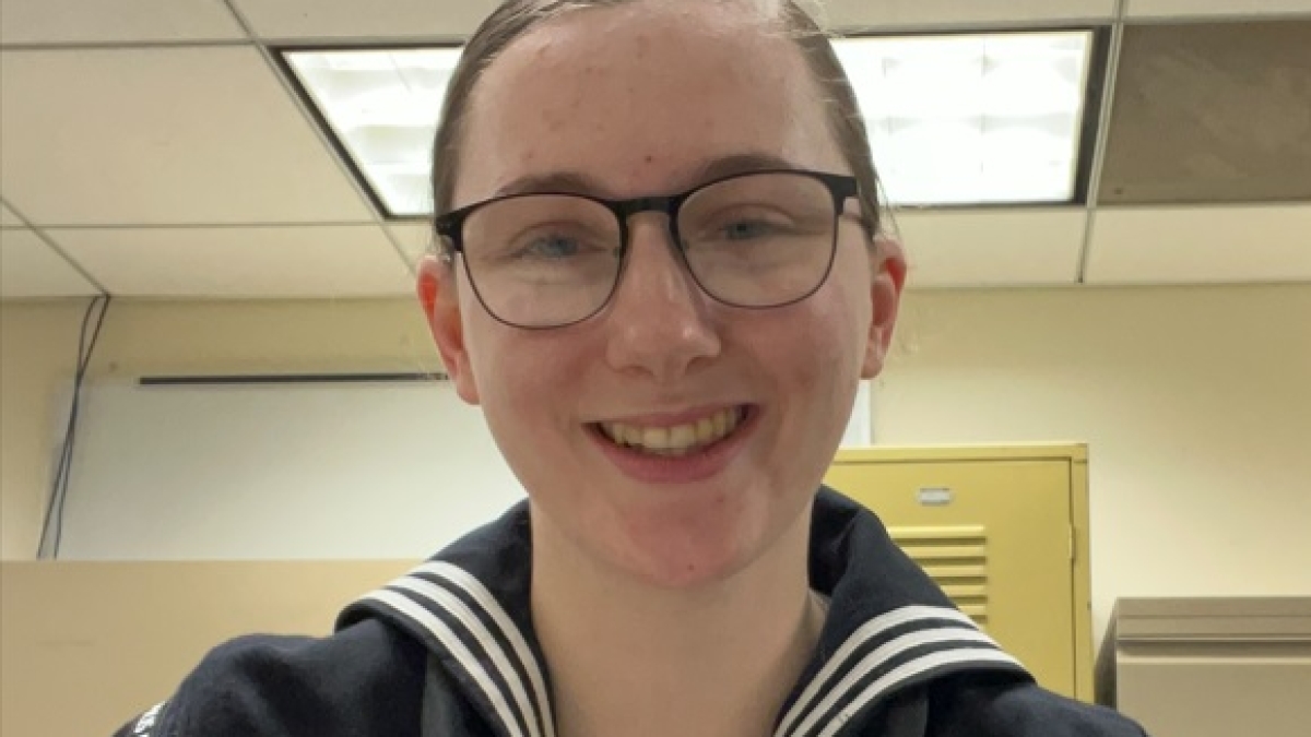 Portrait of ASU student Sarah Trevino-Corley wearing her Navy uniform.