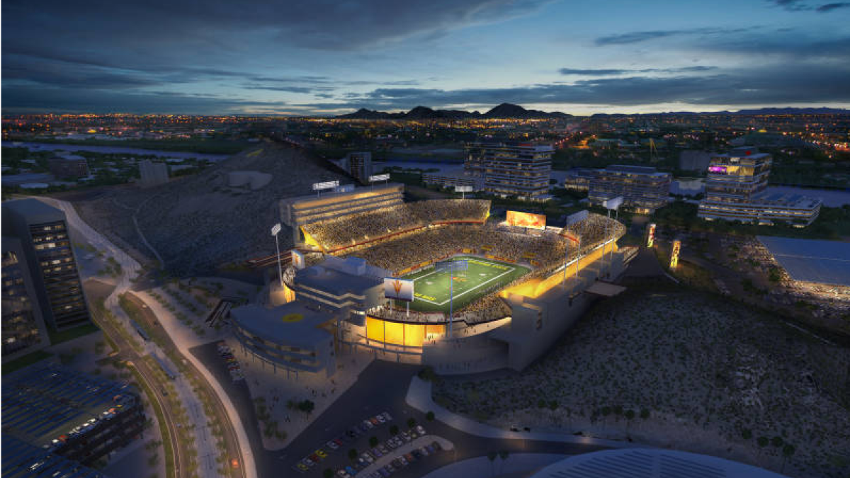 Sun Devil Stadium lit up at night