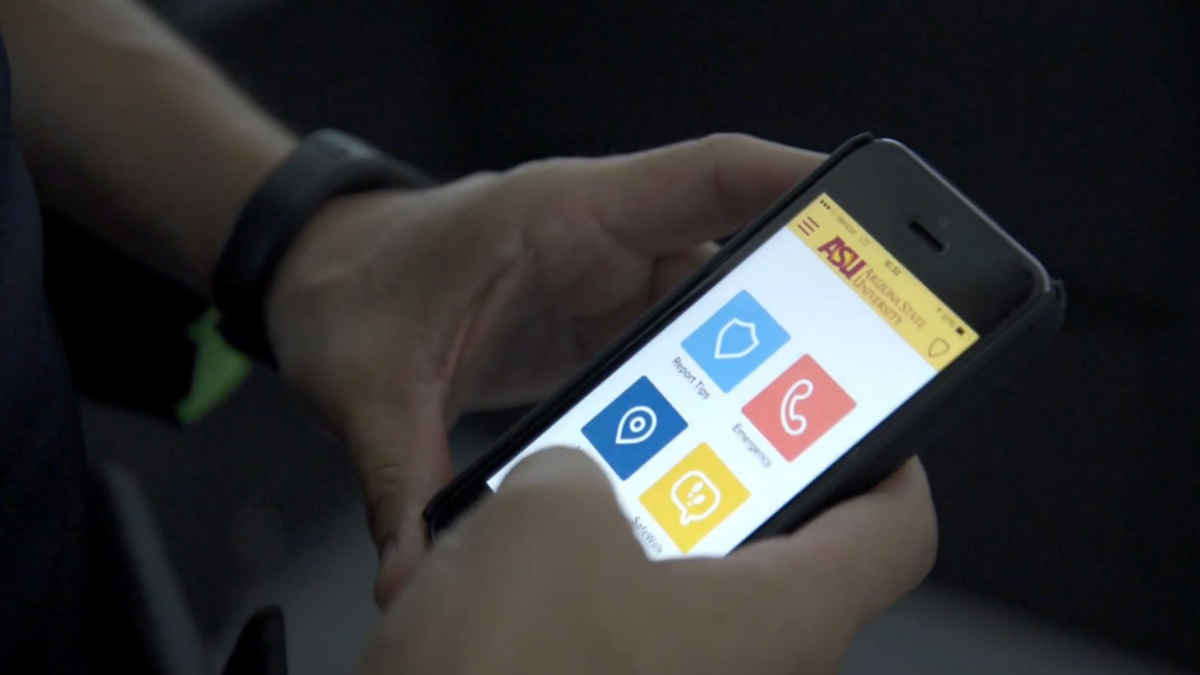 ASU&#039;s LiveSafe app is shown on a smartphone