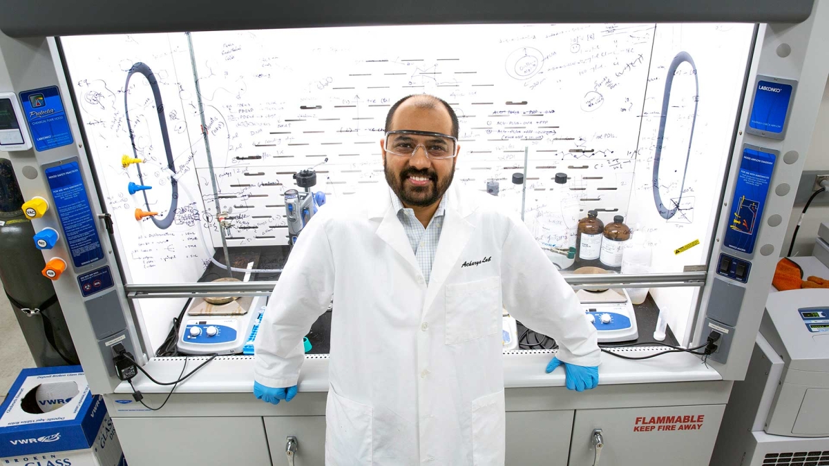 ASU Assistant Professor Abhinav Acharya at work in his laboratory.
