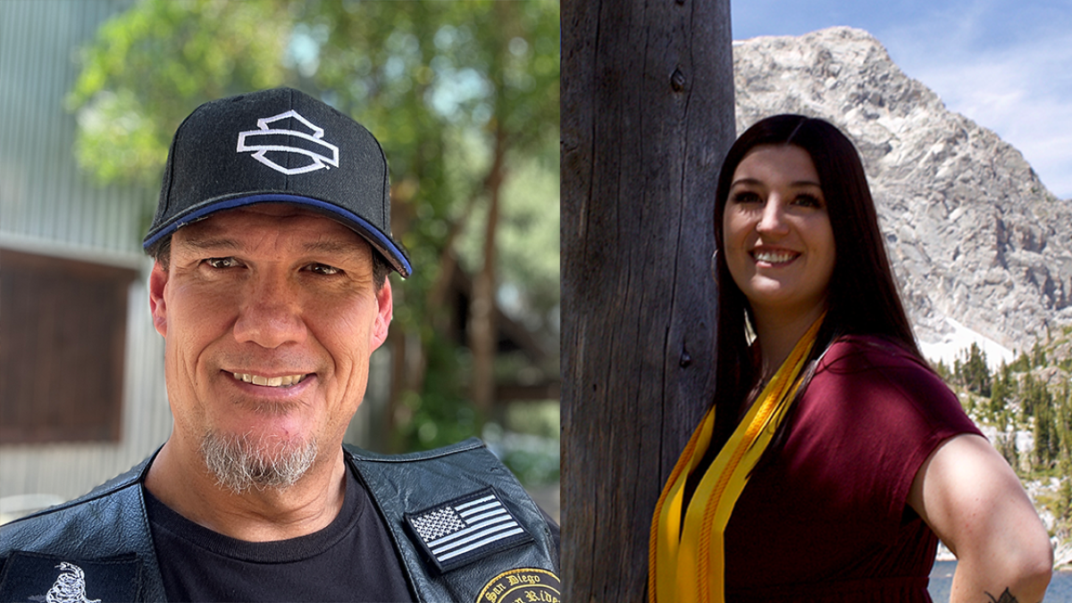 Side-by-side portraits of ASU Online students Carl Reed (left) and Katelynn Johnson.
