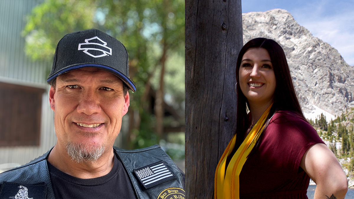 Side-by-side portraits of ASU Online students Carl Reed (left) and Katelynn Johnson.